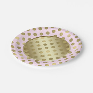 Pink Gold Dot Birthday Party Paper Plate