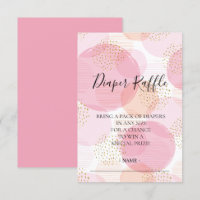 Pink & Gold Dots Baby Shower Diaper Raffle Ticket