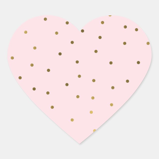 Pink Gold Dots Confetti Celebration Bridal Shower Heart Sticker (Front)