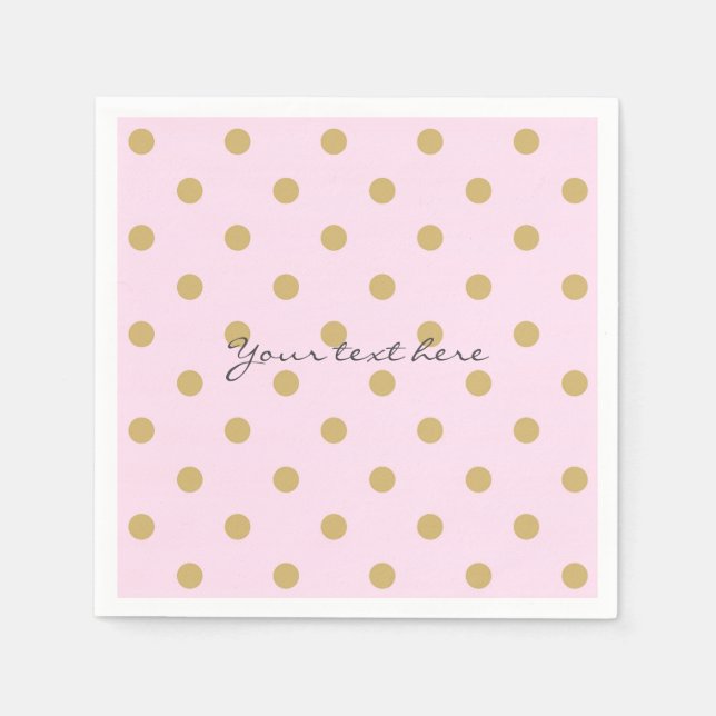 Pink & Gold Dots Royal Crown Princess Party Napkin (Front)