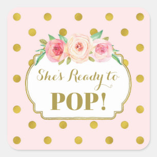 Pink Gold Dots She's Ready to Pop Favour Tags