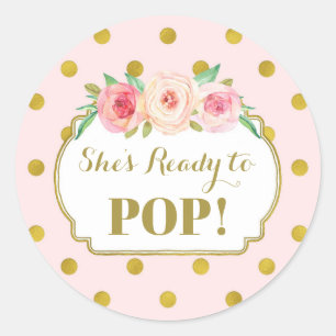 Pink Gold Dots She's Ready to Pop Favour Tags