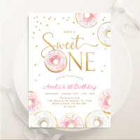 Pink Gold Doughnuts Sweet One 1st Birthday