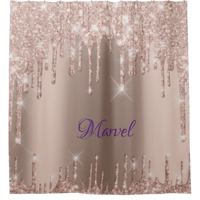 Pink Gold Dripping Marvel Shower Curtain (Front)