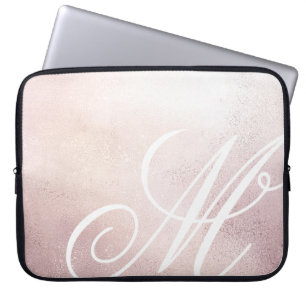 Pink Gold Elegance⎥Monogram Computer Sleeve