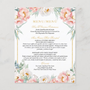 Pink & Gold Elegant Bilingual Quinceañera Menu