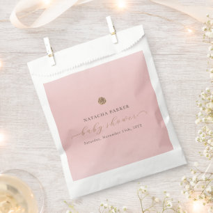 Pink Gold Elegant Girl Winter Baby Shower Favour Bag