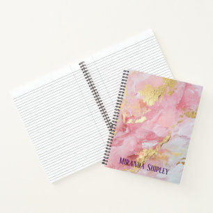 Pink & Gold Elegant Paint Purple Name Notebook
