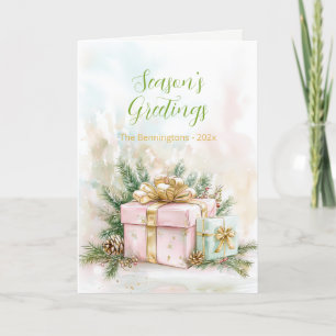 Pink Gold Elegant Vintage Christmas Holiday Card