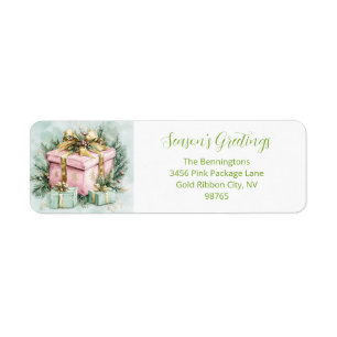 Pink Gold Elegant Vintage Christmas Return Address Return Address Label