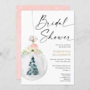 Pink gold elegant Winter bridal shower Invitation