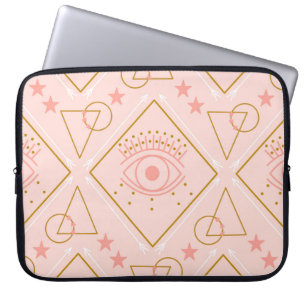 Pink Gold Eyes: Geometric Seamless Design Laptop Sleeve