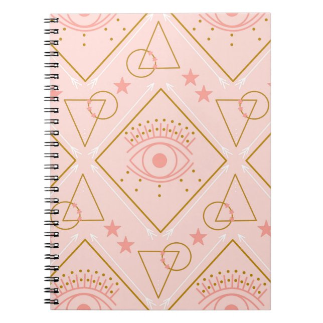 Pink Gold Eyes: Geometric Seamless Design Notebook (Front)