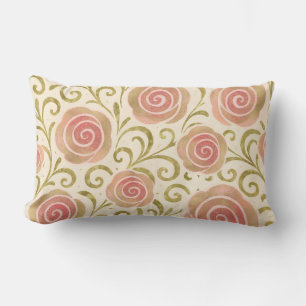Pink & Gold Fairy Tale Storybook Princess Roses Lumbar Cushion
