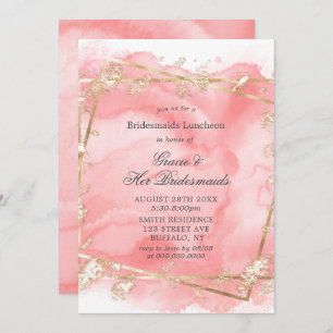 Pink Gold Fairytale Bridesmaids Luncheon Invites