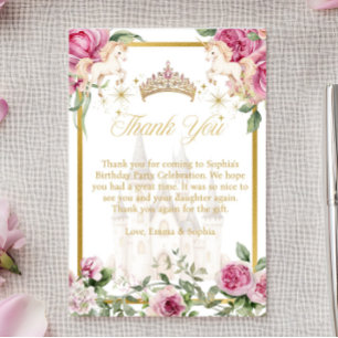 Pink Gold Fairytale Princess Crown Thank You Cards
