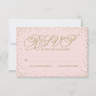 Pink & Gold Fancy Stars Wedding RSVP Card