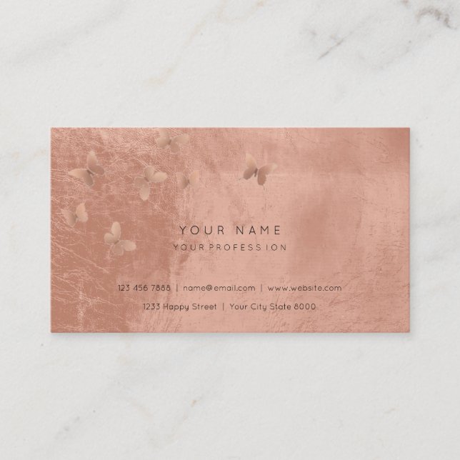 Pink Gold Faux Black Blush Cooper Vip Metallic Business Card (Front)
