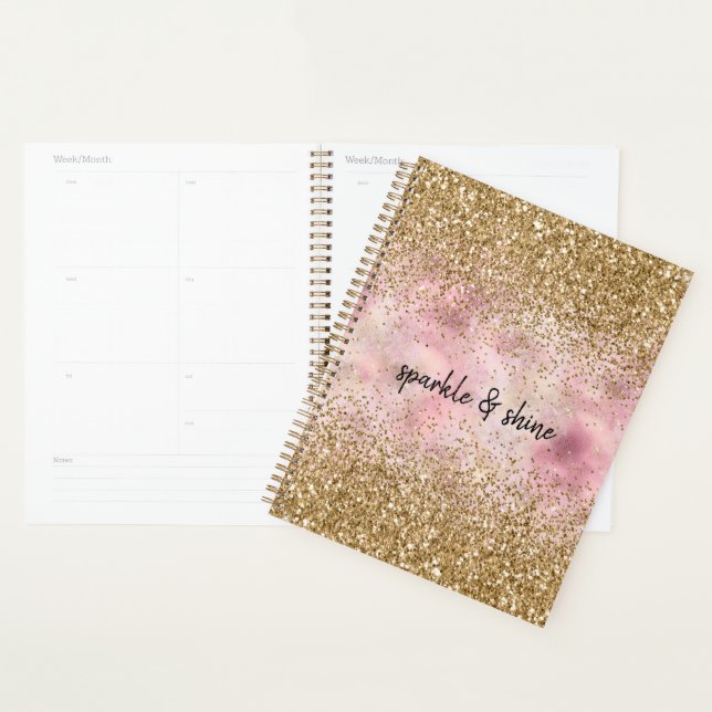 Pink Gold Faux Glitter Planner (Display)