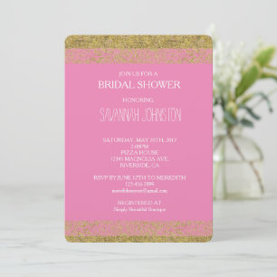Pink Gold Faux Glitter Stripes bridal shower Invitation