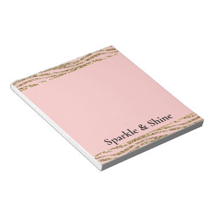 Pink Gold Faux Glitter Zebra Print Notepad