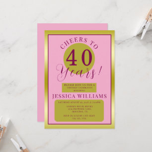 Pink & Gold Feminine Birthday Party Invitation