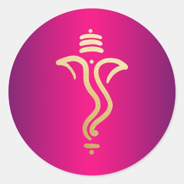 Pink Gold Festive Ganesh/ Indian God Classic Round Sticker (Front)
