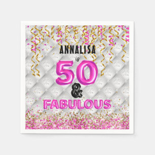 Pink Gold Fifty Fabulous 50th Napkin