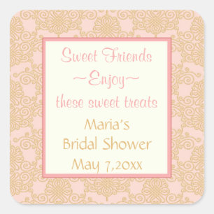 Pink Gold filigree  Candy Buffet Stickers