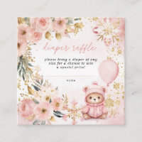 Pink Gold Floral Baby Shower Diaper Raffle