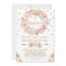 Pink Gold Floral Baptism Christening Invitation
