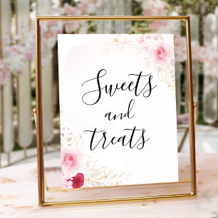 Pink Gold Floral Bridal Shower Dessert Sign