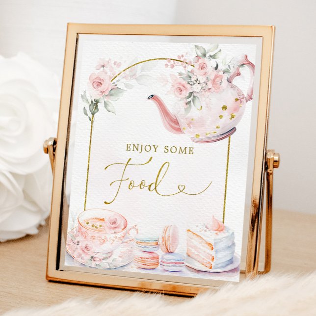 Pink Gold Floral Bridal Shower Tea Party Food Poster (Creator Uploaded)