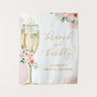 Pink Gold Floral/Champagne Glass Brunch Backdrop