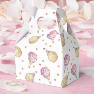 Pink Gold Floral Confetti Hot Air Balloon Favour Box