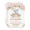 Pink & Gold Floral Elephant Baby Shower Invitation