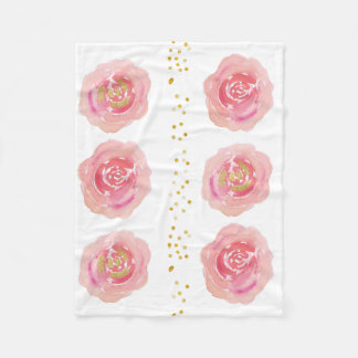 Pink & Gold Floral Fleece Blanket