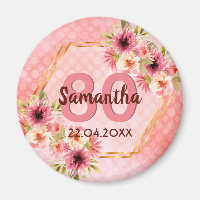Pink gold floral geometric date birthday