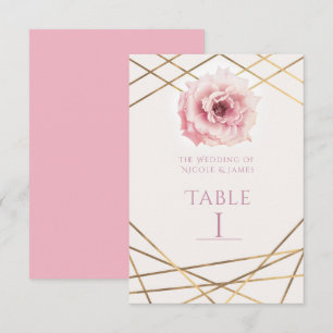 Pink & Gold Floral Glam Party Table Number Card