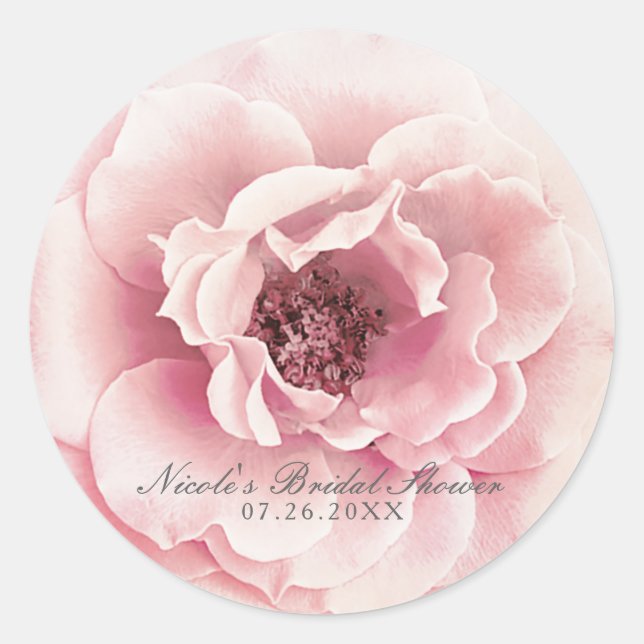 Pink & Gold Floral Peony Flower Glam Custom Floral Classic Round Sticker (Front)