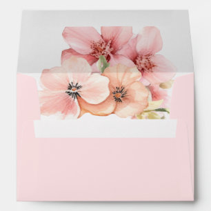 Pink Gold Floral Petals and Prosecco Bridal Shower Envelope