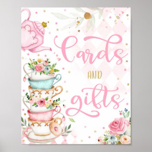 Pink & Gold Floral Tea Party Cards & Gifts Par-Tea Poster