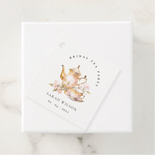 Pink Gold Floral Tea Set Bridal Shower Tea Party  Favour Tags