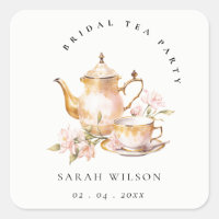 Pink Gold Floral Tea Set Bridal Shower Tea Party