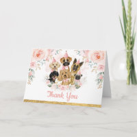 Pink Gold Flower Puppy Pet Dogs Birthday Thank You