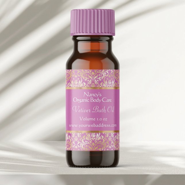 Pink & gold foil damask soap cosmetics label - 5 (Creator Uploaded)