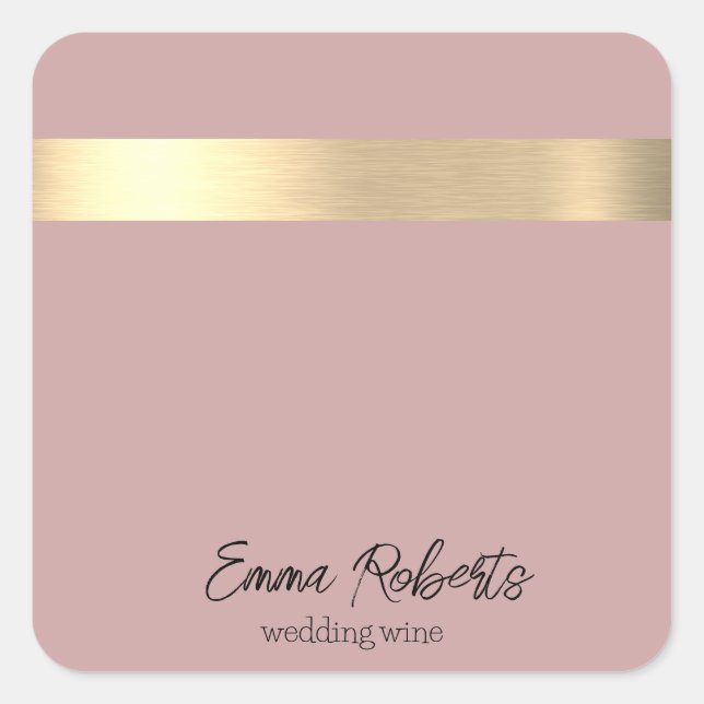 Pink Gold Foil Rustic Faux Square Sticker (Front)