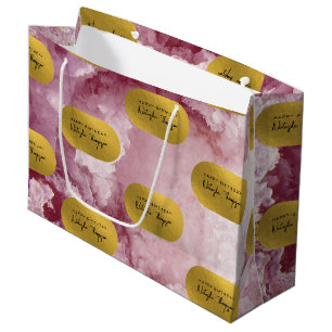 Pink Gold Foil Sea Crystals Signature Script Large Gift Bag