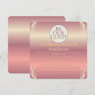 Pink & Gold Foliage Bride to Be Invitation   Chic 