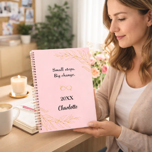 Pink gold foliage inspirational quote notebook